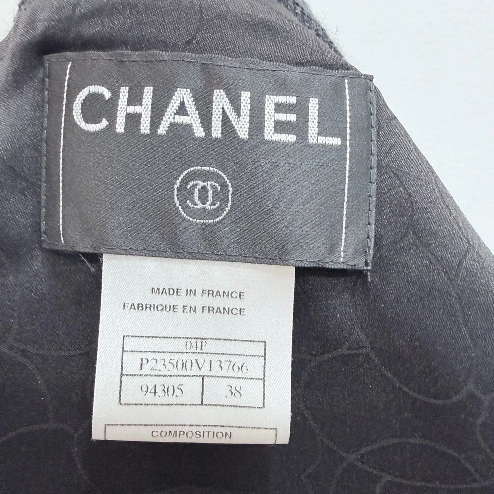 Rare Vintage CHANEL Fringe Trim Knit Jacket Karl Lagerfeld Era - Sz FR 38 -